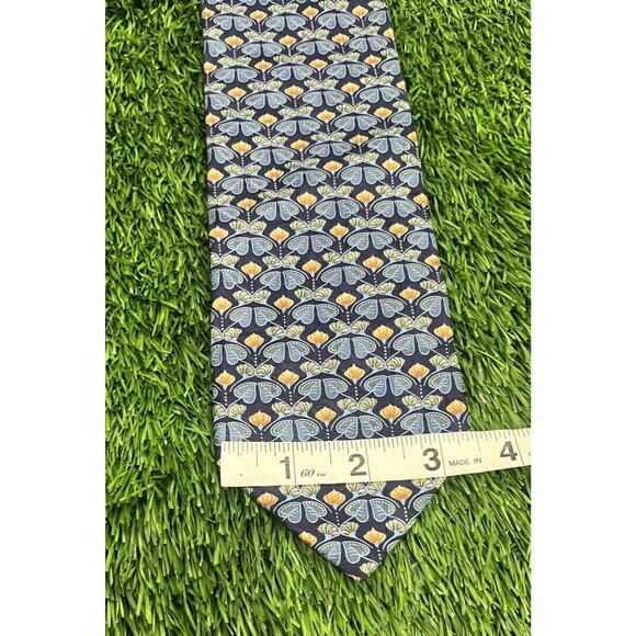ERMENEGILDO ZEGNA Men's Tie Blue Gold Geo 57L 3.5W ITALY EUC MINT! Retail-$175 - Picture 11 of 14